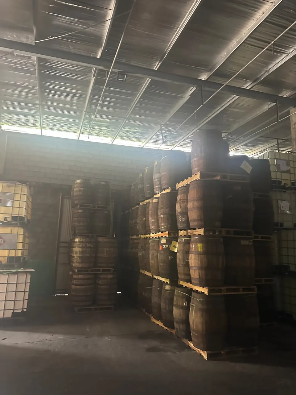 Roof and warehouse zoning view inside a distillery